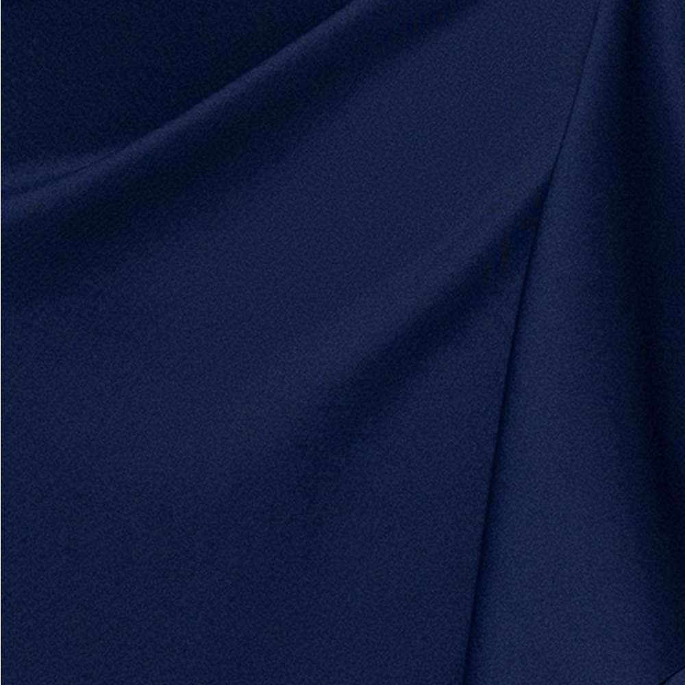 Xscape Navy Blue Long Sleeve Ruffle Evening Gown - Picture 8 of 9